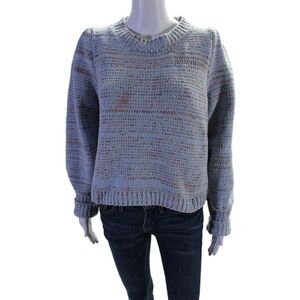 Allison Womens Long Sleeve Crewneck Striped Pullover Sweater Blue Size M